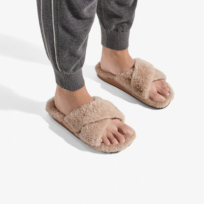 Olukai Hila Heu Slide Slipper Sandals - Tan