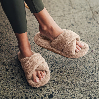 Olukai Hila Heu Slide Slipper Sandals - Tan