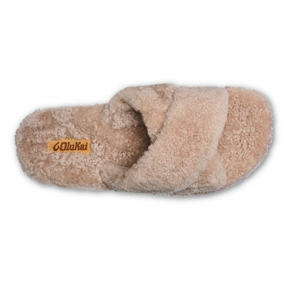 Olukai Hila Heu Slide Slipper Sandals - Tan
