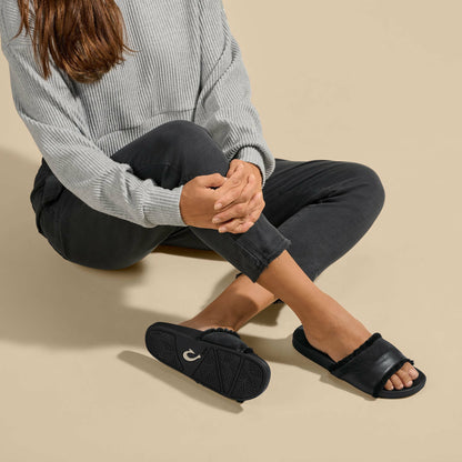Olukai Hō‘ala Slide Slide Slipper Sandals - Black