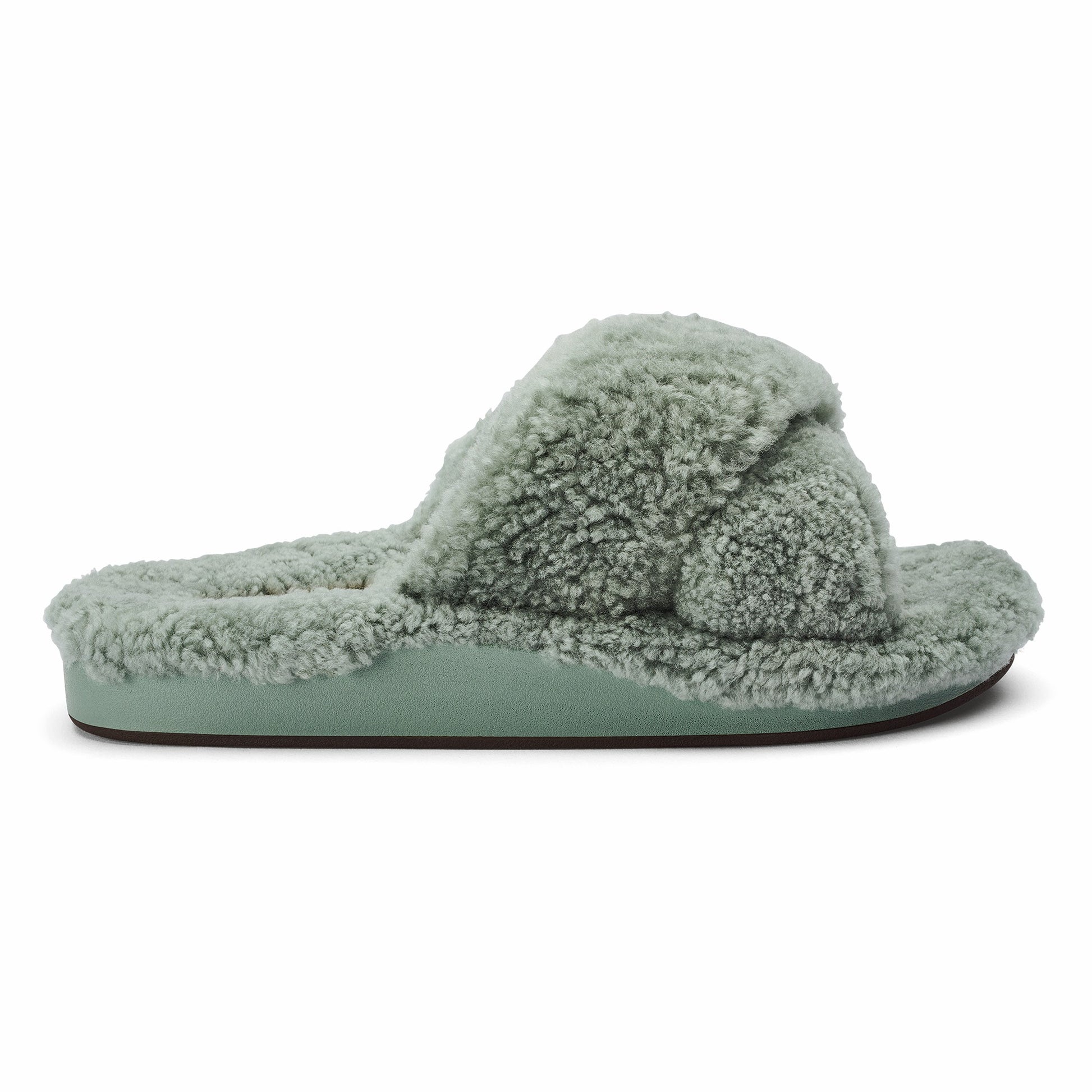 Olukai Hila Heu Slide Slipper Sandals - Muted Green