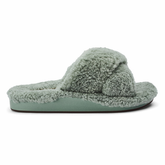 Olukai Hila Heu Slide Slipper Sandals - Muted Green