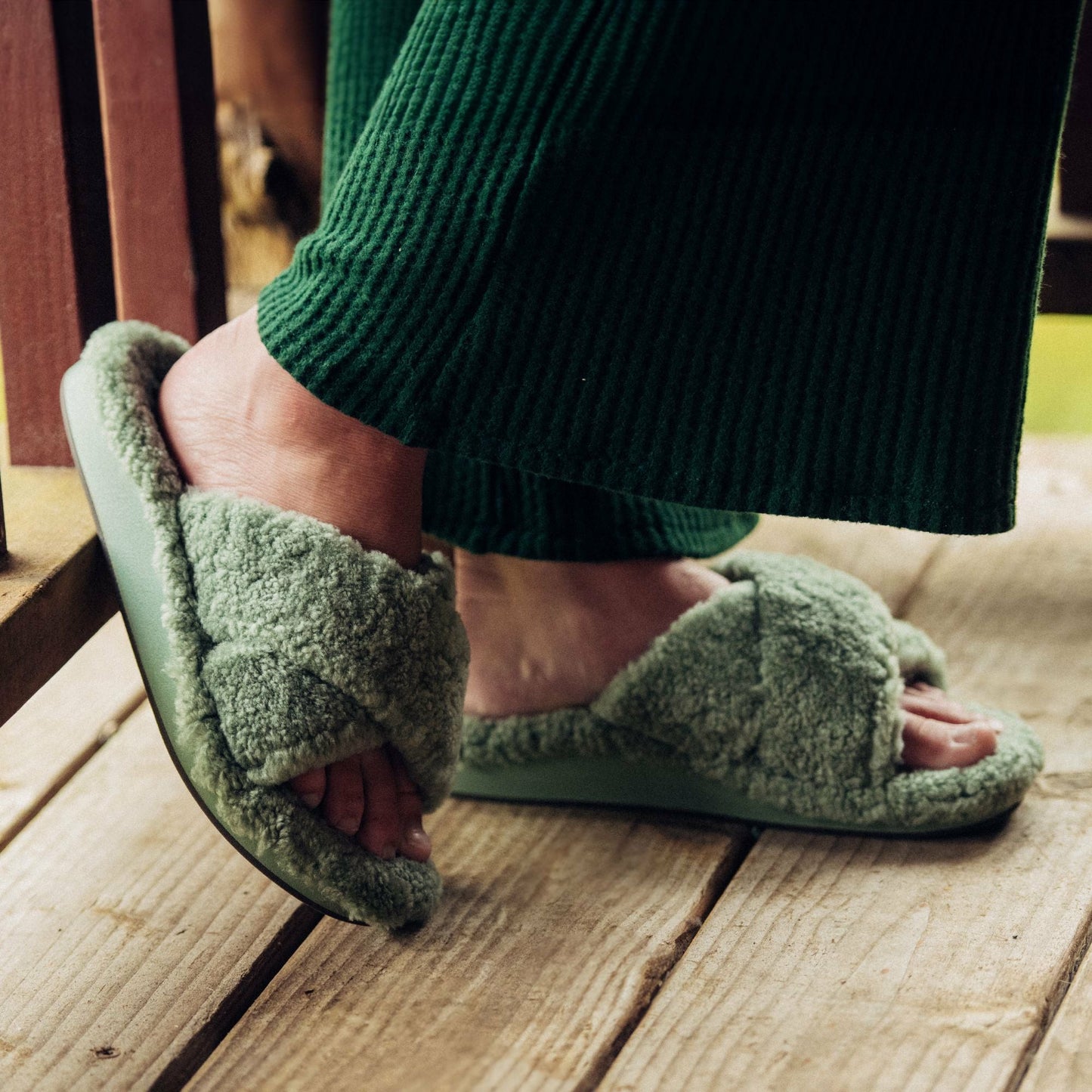 Olukai Hila Heu Slide Slipper Sandals - Muted Green