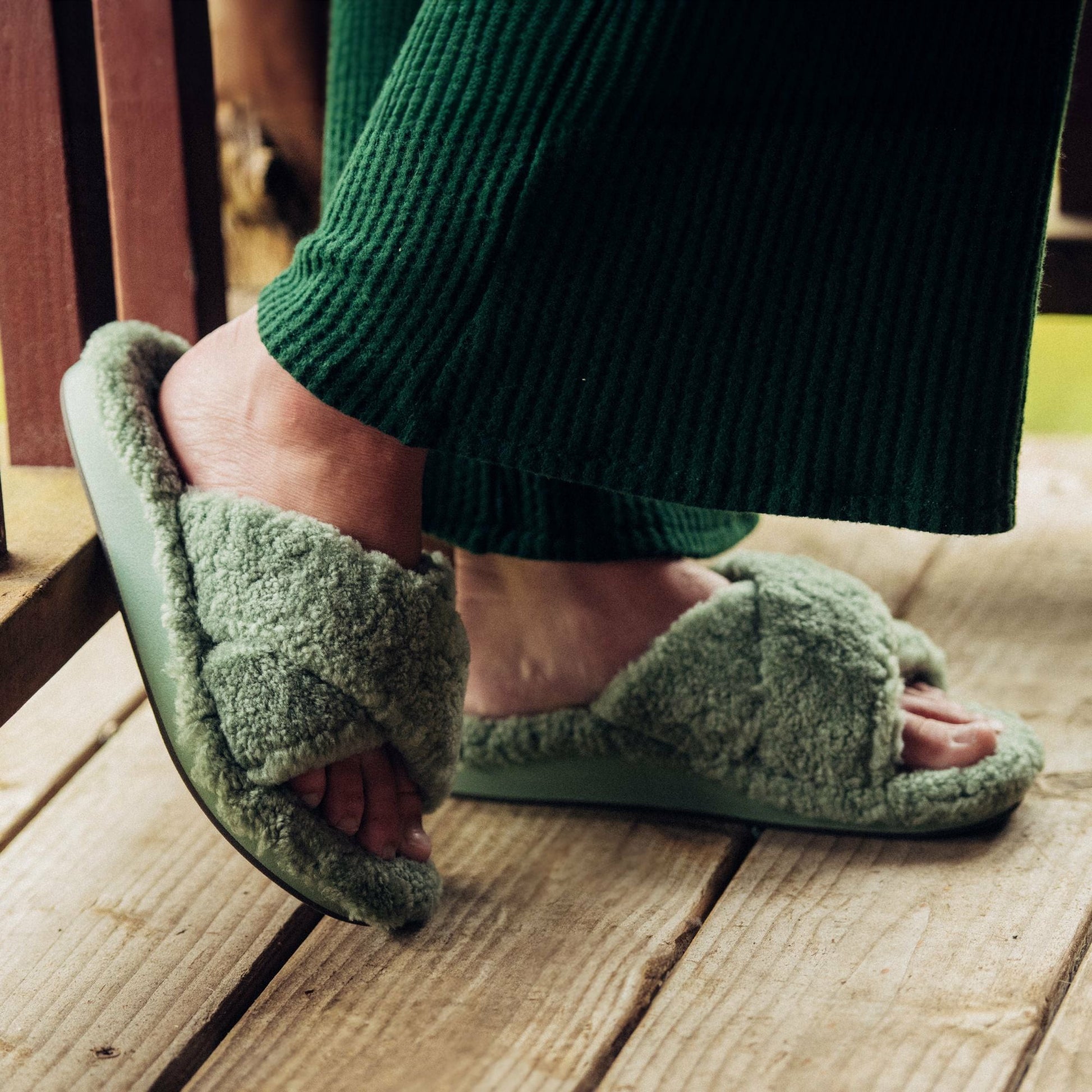 Olukai Hila Heu Slide Slipper Sandals - Muted Green