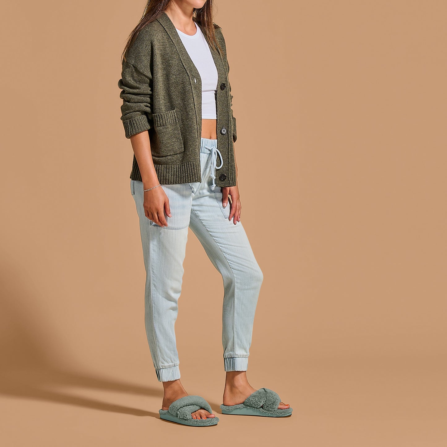 Olukai Hila Heu Slide Slipper Sandals - Muted Green