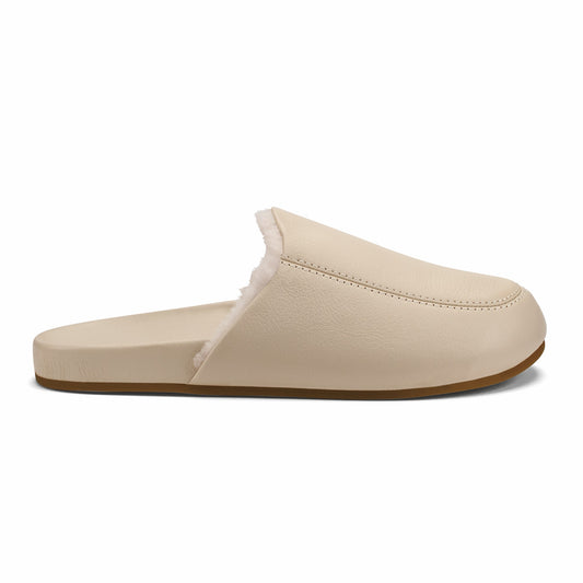 Olukai Kōnea Leather Slipper Mules - Bone