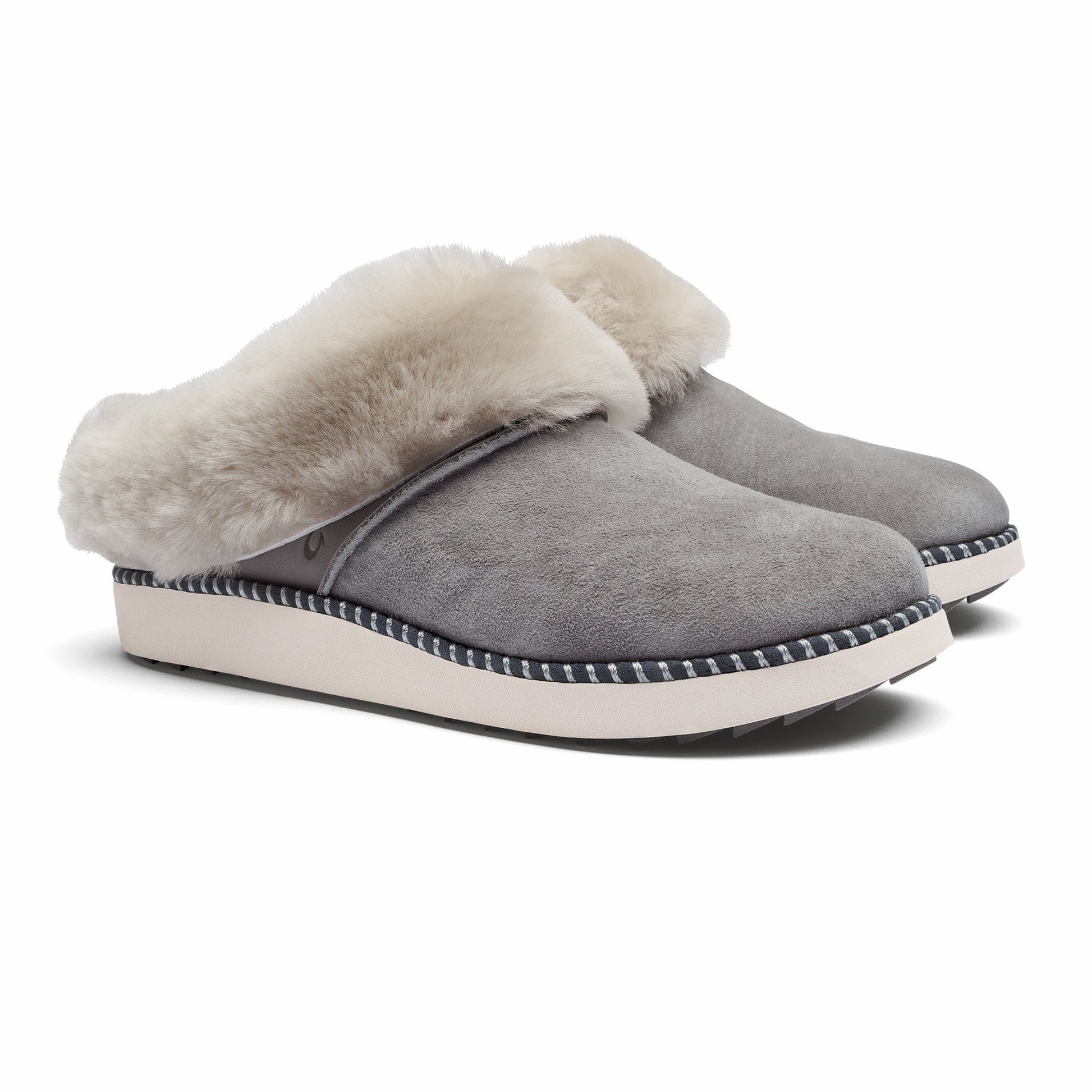 Olukai Ku‘i Fuzzy Slip-On Slippers - Fog