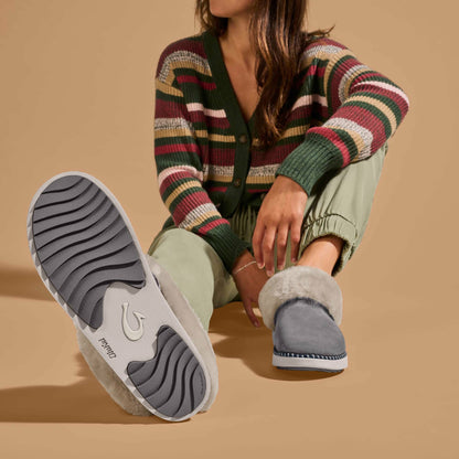 Olukai Ku‘i Fuzzy Slip-On Slippers - Fog