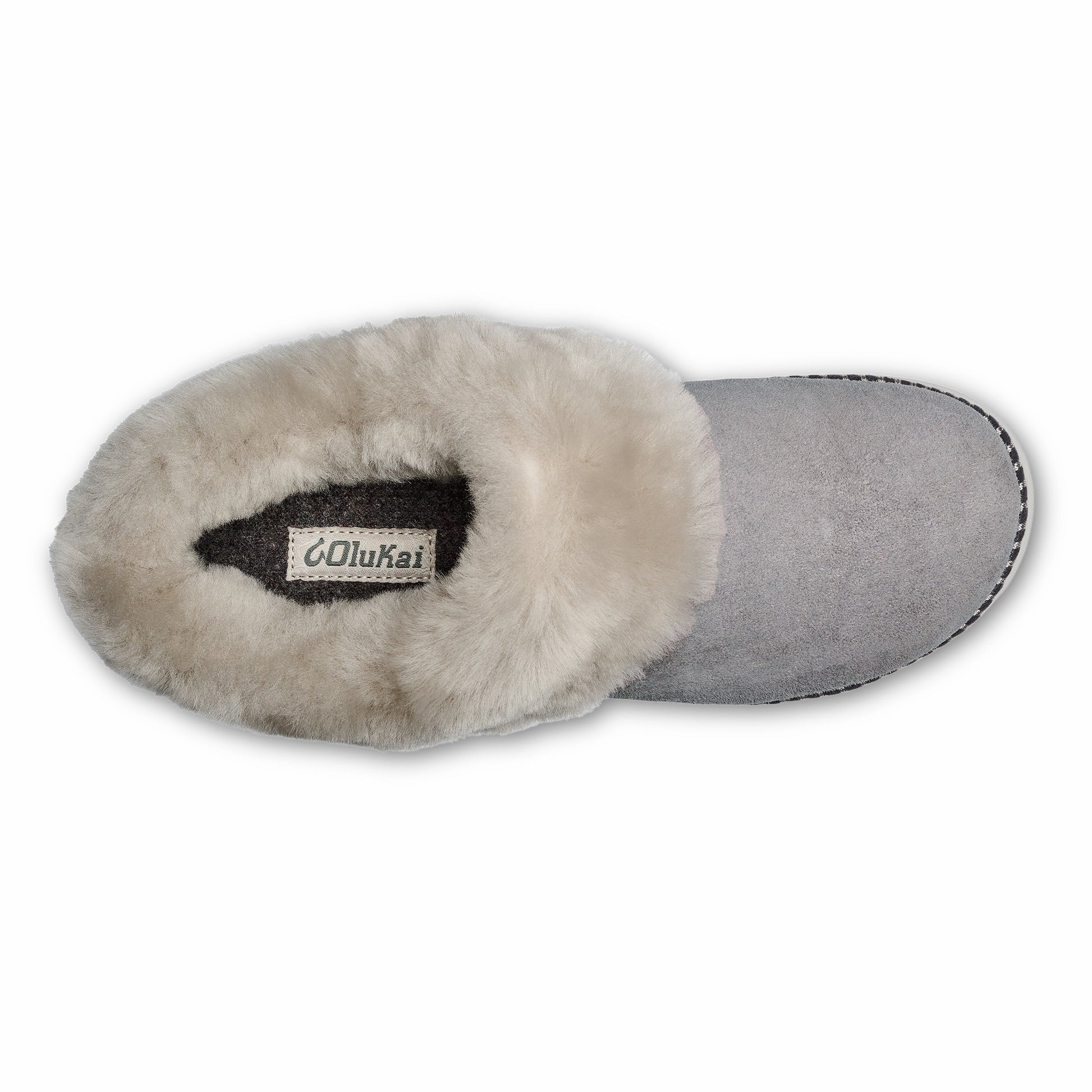Olukai Ku‘i Fuzzy Slip-On Slippers - Fog
