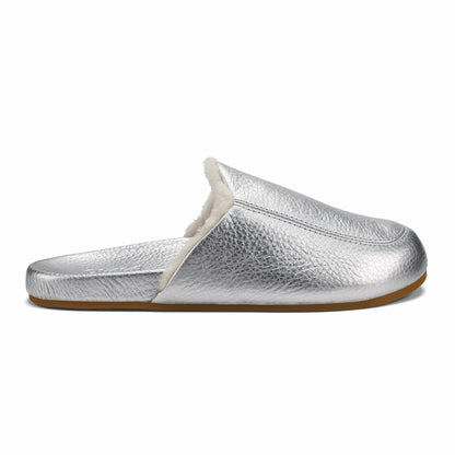 Olukai Kōnea Leather Slipper Mules - Silver