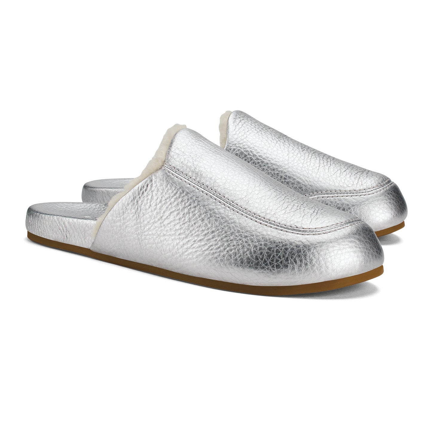 Olukai Kōnea Leather Slipper Mules - Silver