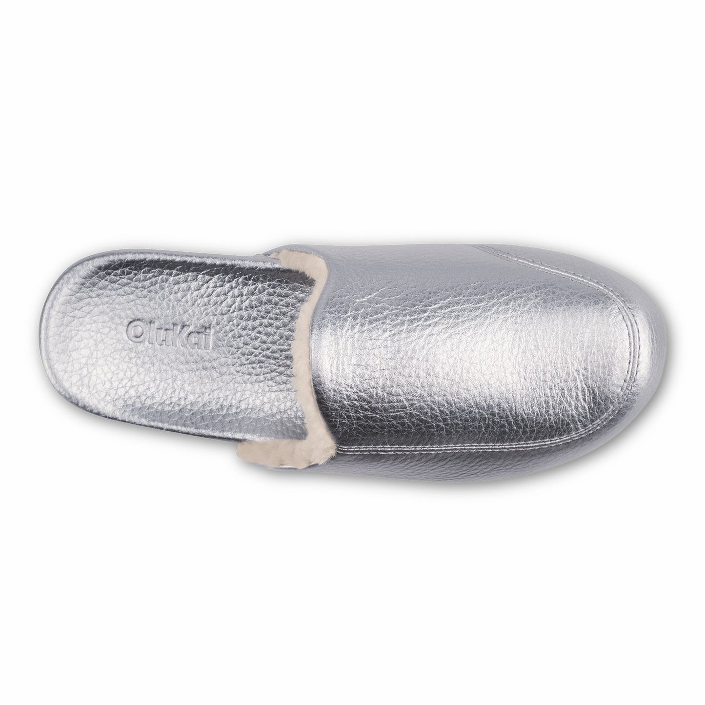 Olukai Kōnea Leather Slipper Mules - Silver