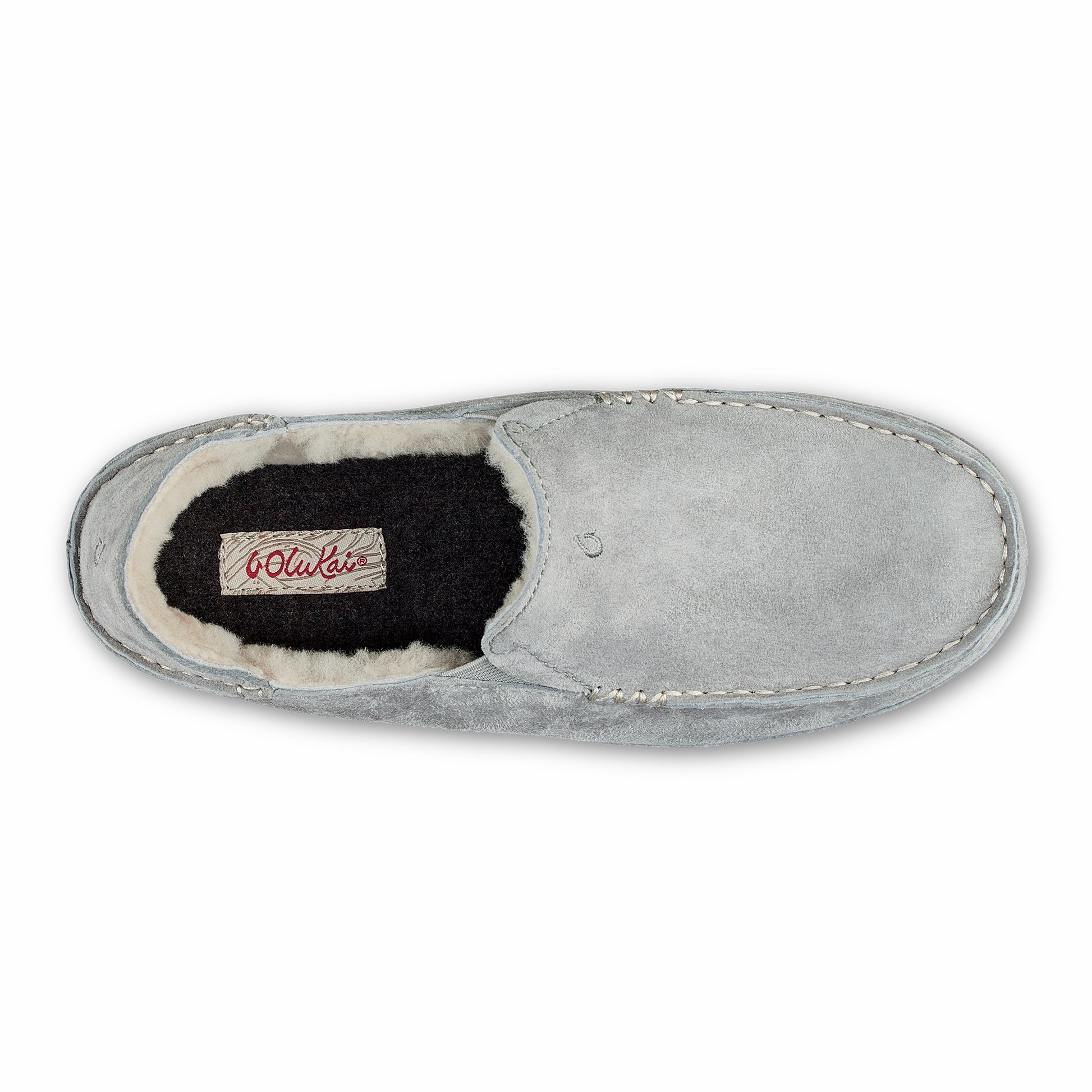 Olukai Nohea Leather Slippers - Pale Grey