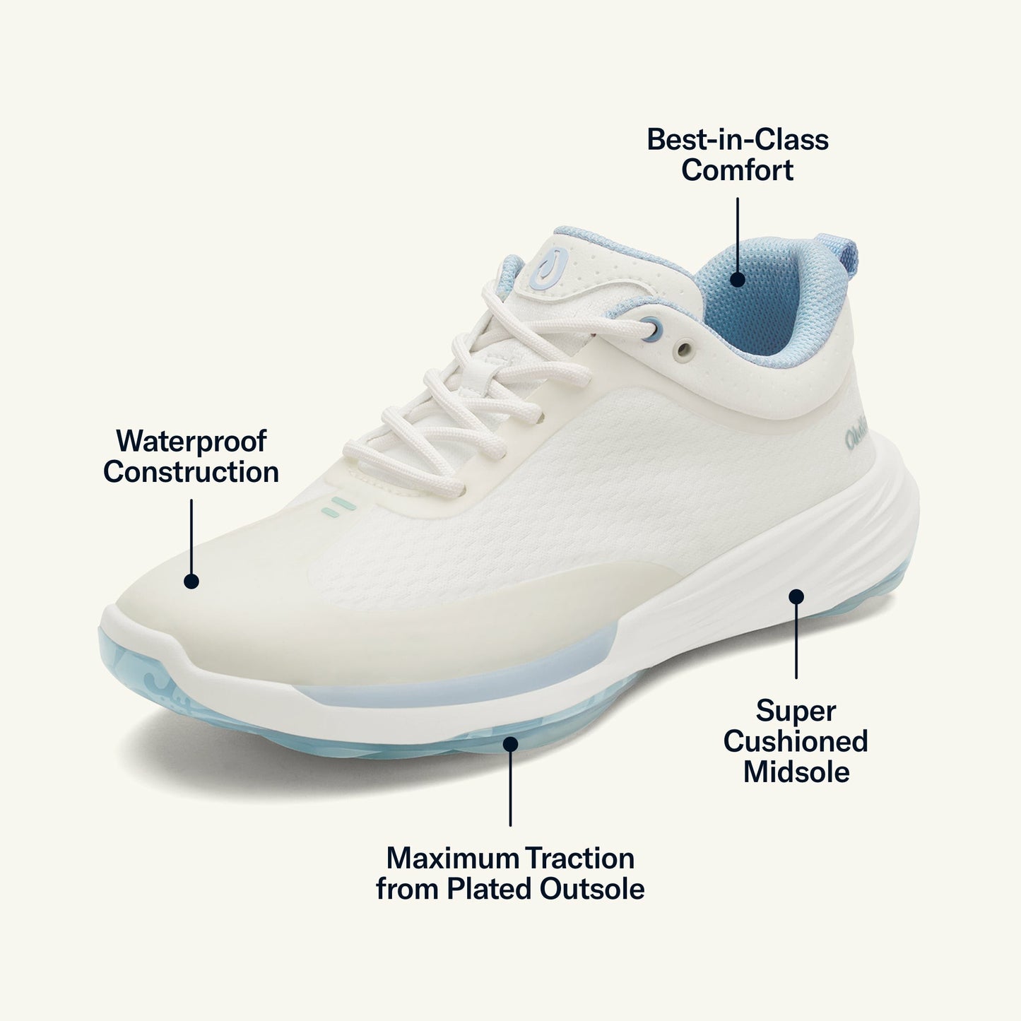 Olukai Mākena Waterproof Golf Shoes - Bright White