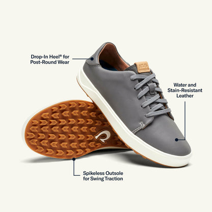 Olukai Wailea Waterproof Leather Golf Shoes - Stone