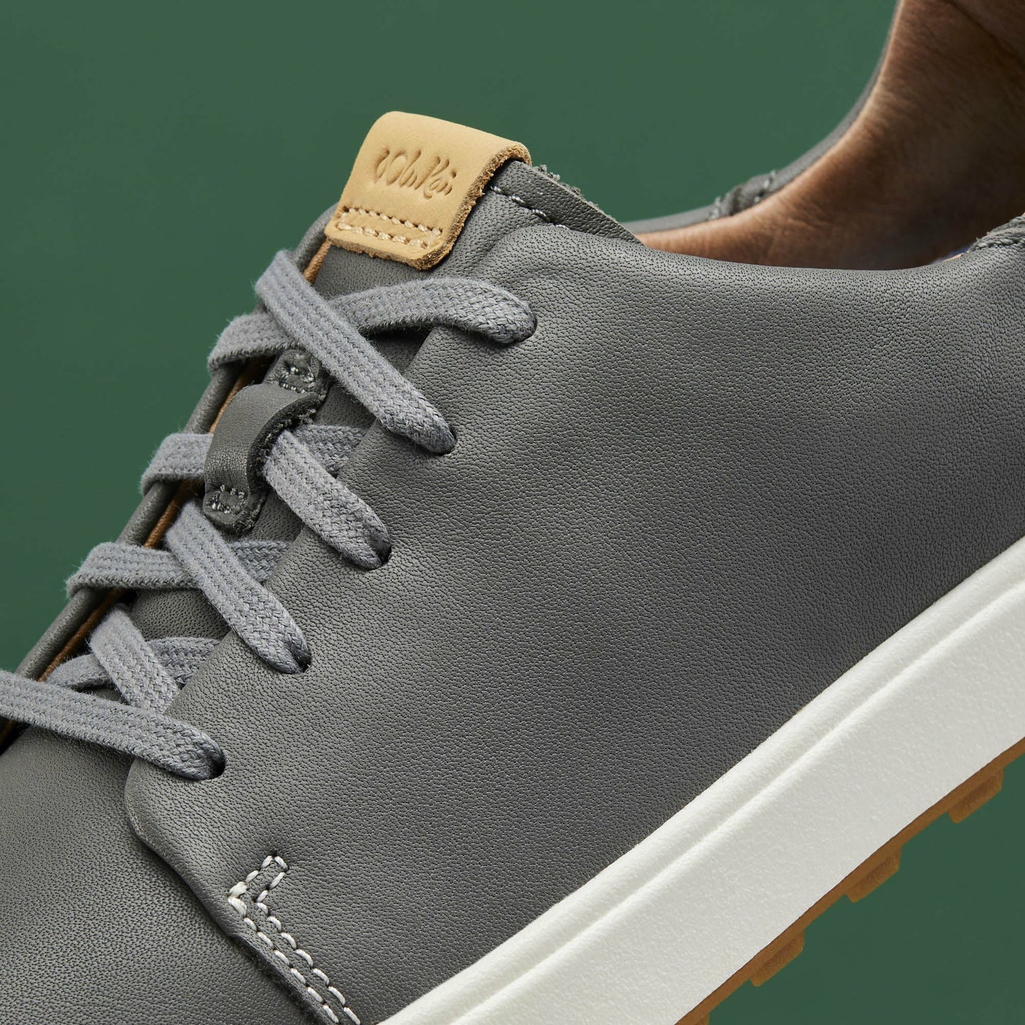 Olukai Wailea Waterproof Leather Golf Shoes - Stone
