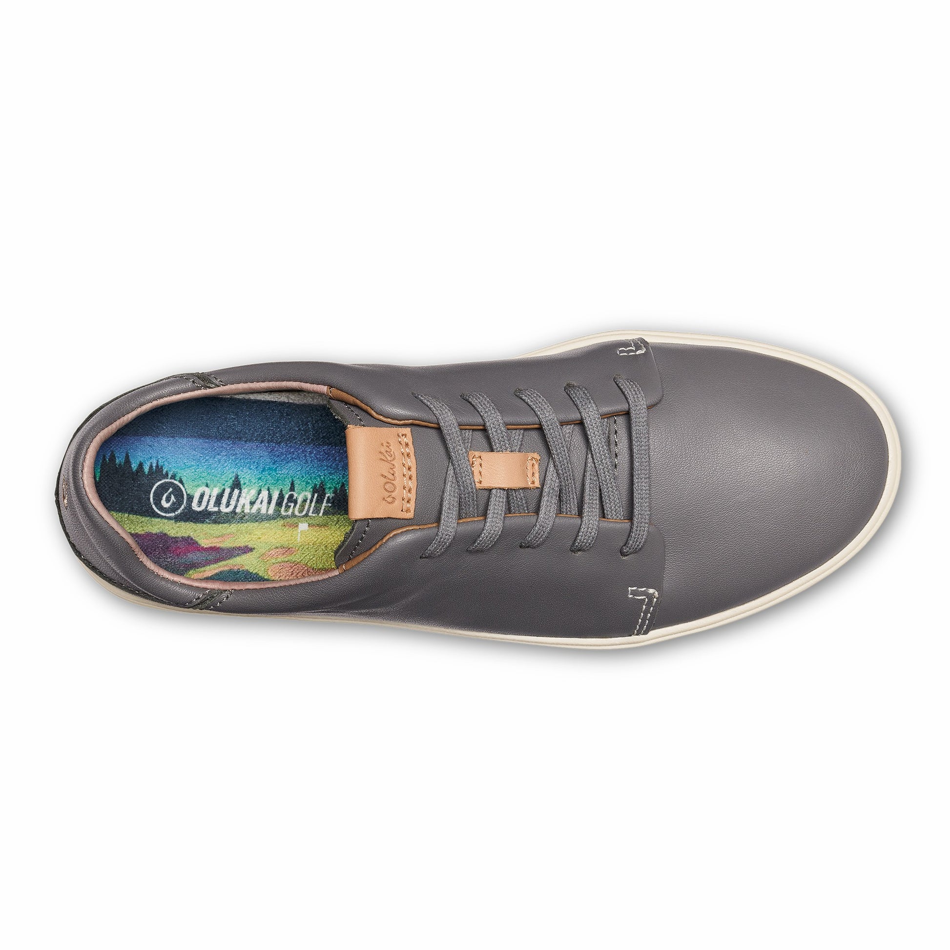 Olukai Wailea Waterproof Leather Golf Shoes - Stone