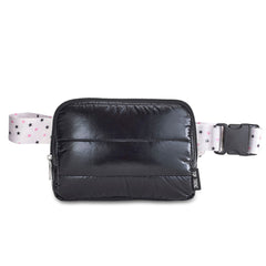 Black Puffer Belt Bag with Twinkle Star Strap – Trendy Crossbody Fanny Pack / Top Trenz Sale