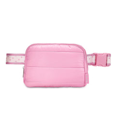 Pink Puffer Belt Bag with Heart Strap – Trendy Crossbody Fanny Pack / Top Trenz Discount
