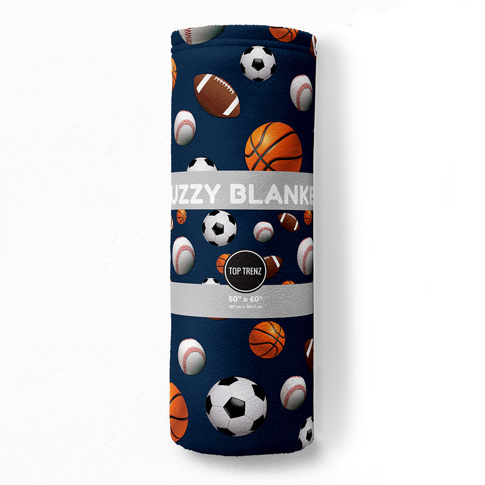 Navy Sports Fuzzy Throw Cozy Soft Blankets For Lounging / Top Trenz Online