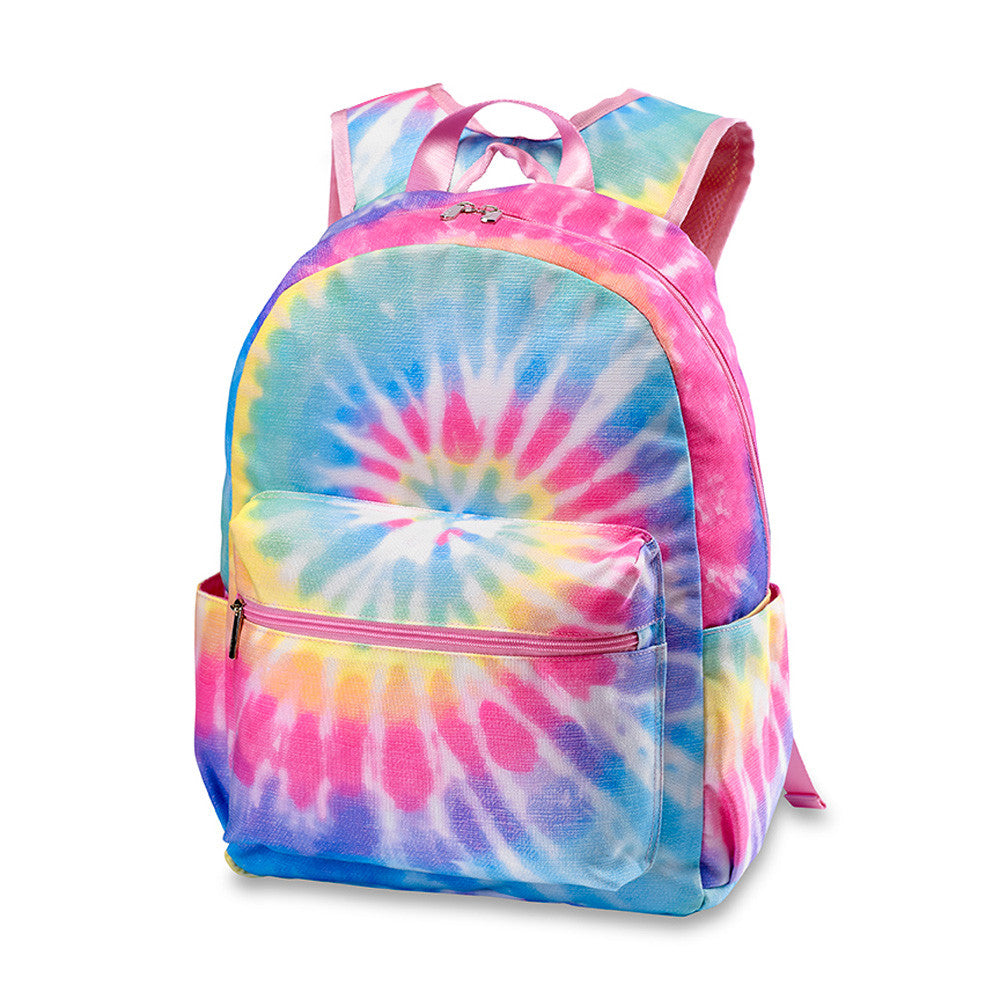 Tie-Dye Backpack Canvas Pastel Delight 2-Zipper - Top Trenz / Top Trenz US