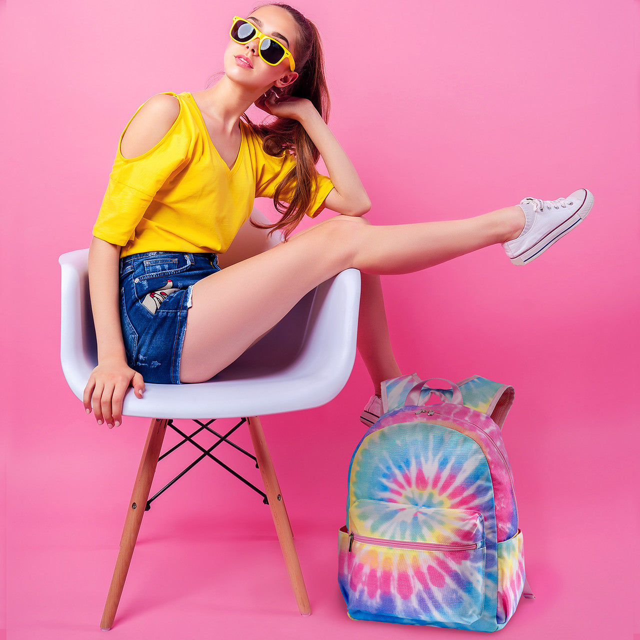 Tie-Dye Backpack Canvas Pastel Delight 2-Zipper - Top Trenz / Top Trenz US