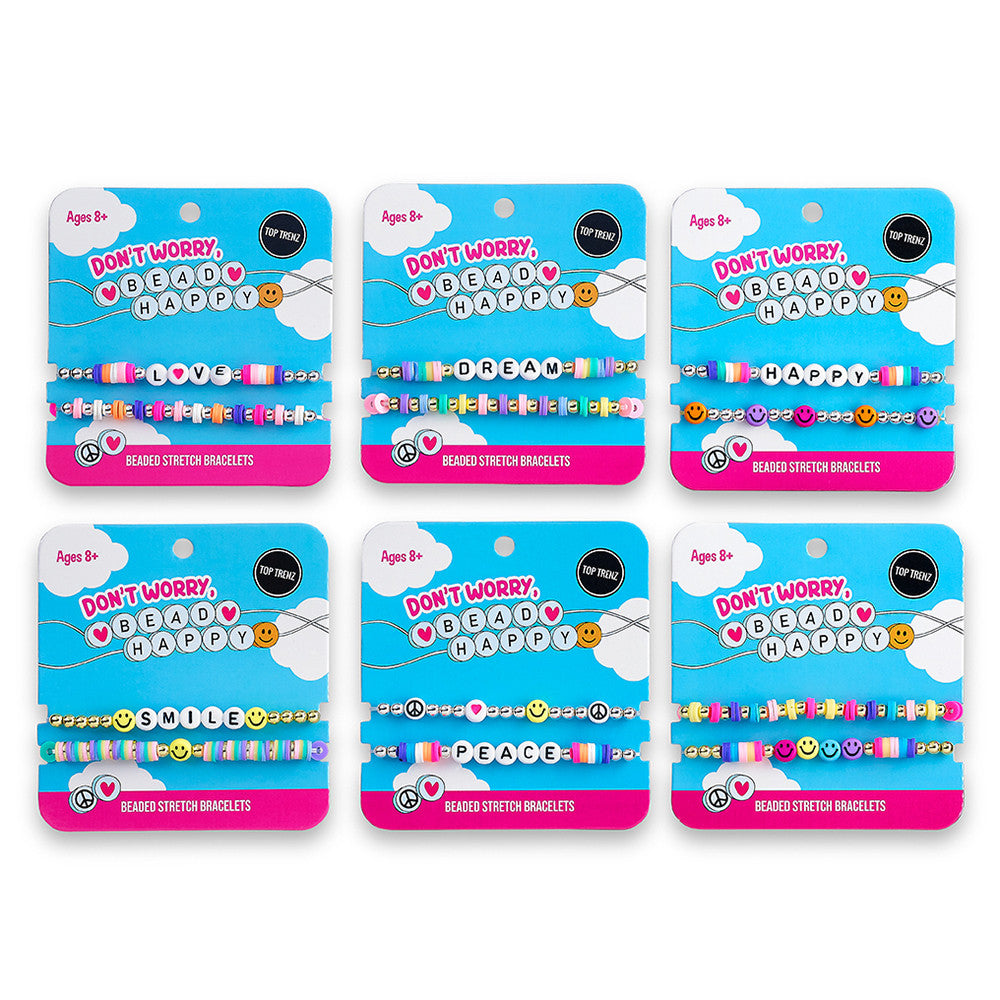 Don't Worry Bead Happy -Stretch Beaded Bracelets / Top Trenz For Sale