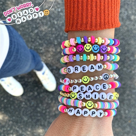 Don't Worry Bead Happy -Stretch Beaded Bracelets / Top Trenz For Sale