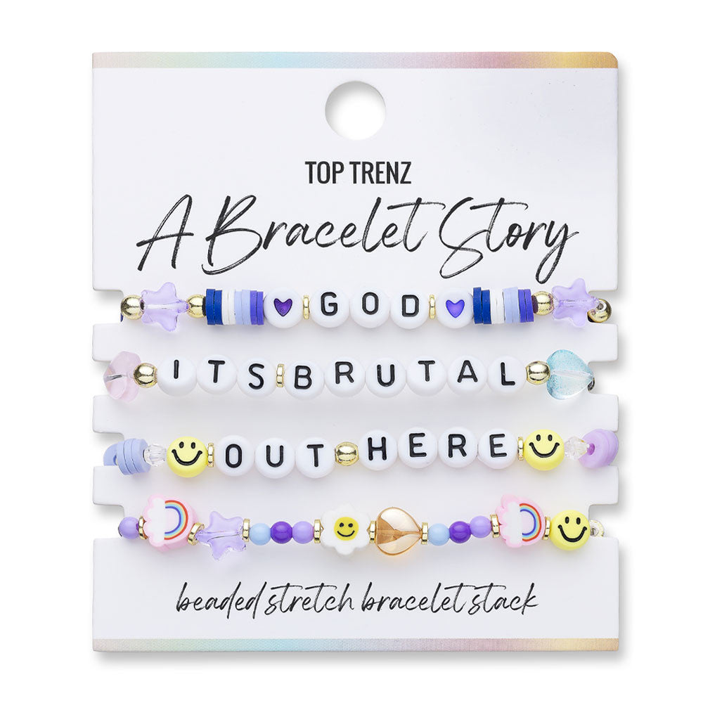 "God, It’s Brutal Out Here" Bracelet Set – Trendy Stackable Bracelets for Teens & Tweens / Top Trenz Online