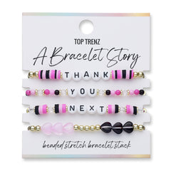 "Thank You, Next" Bracelet Set – Stackable Pop-Inspired Jewelry / Top Trenz Outlets