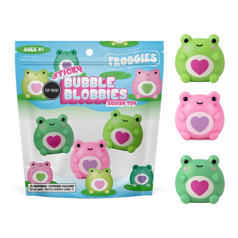 Sticky Bubble Blobbies – 3-Pack Squishy Frog Fidget Toys - Stretch, Stick & Squeeze / Top Trenz US