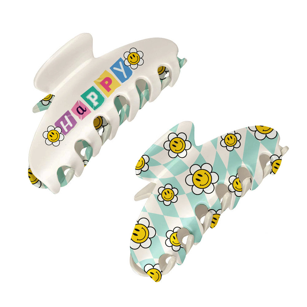 Large Two Sided Multicolored Printed Claw Hair Accessory Clip / Top Trenz Outlets