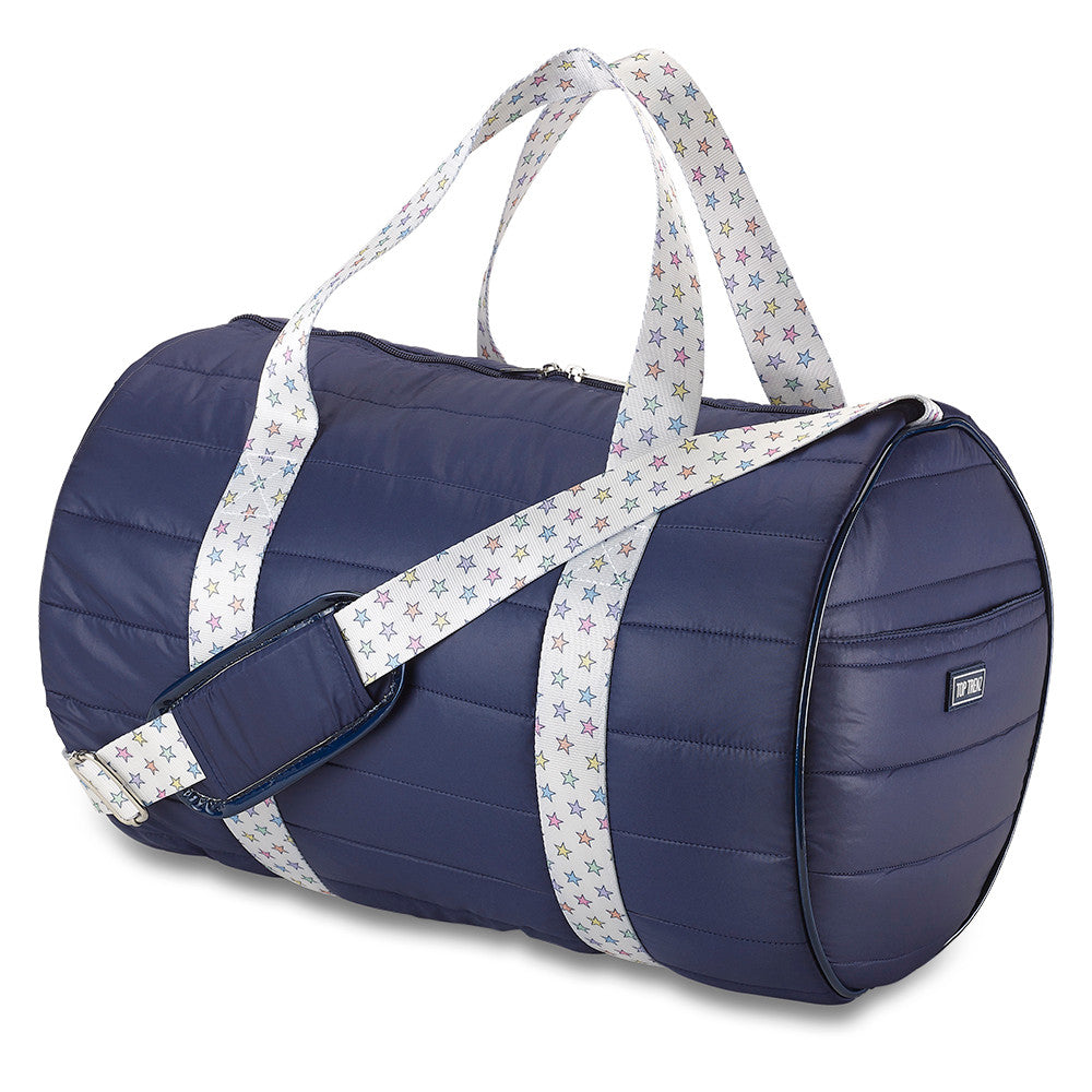 Navy Puffer Duffel Bag with Multicolor Star Straps – Fun Travel, Gym & Overnight Bag for Girls / Top Trenz Discount