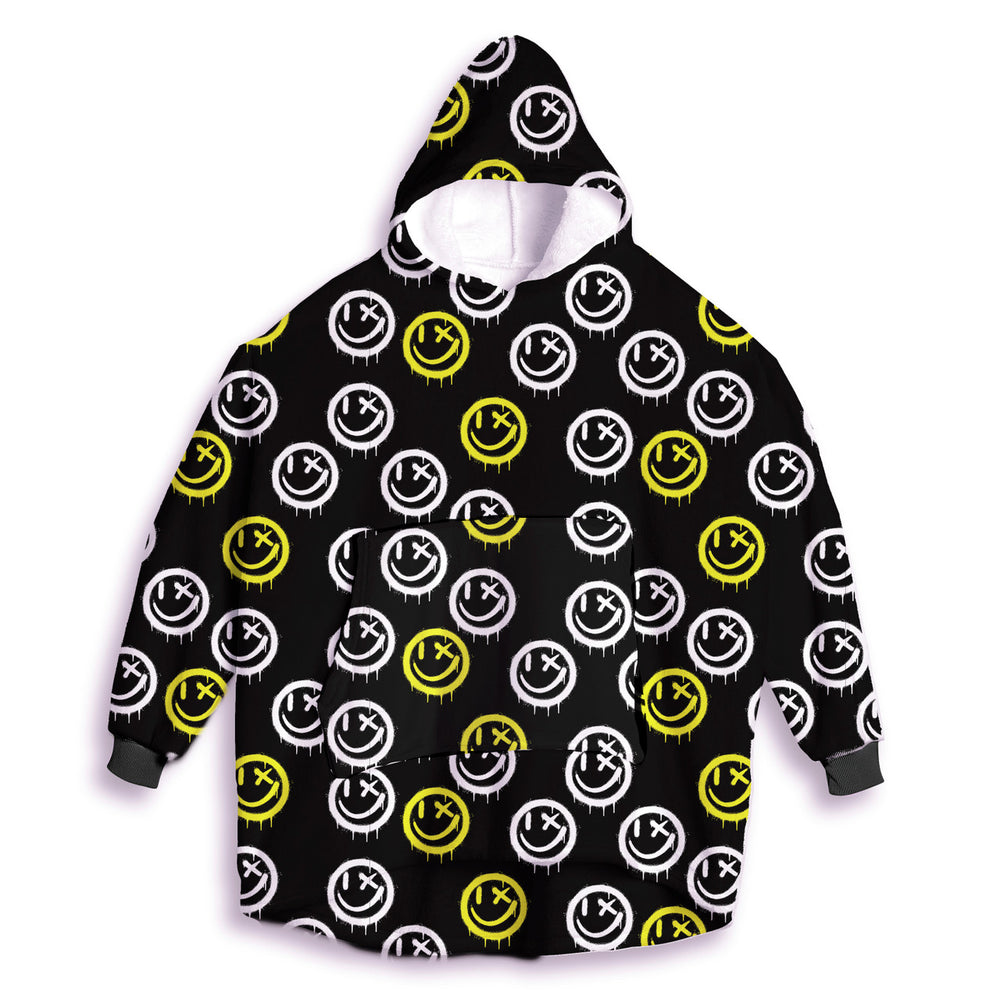 Hyped Print Fuzzy Oversized Hoodie Sweatshirt / Top Trenz Sale
