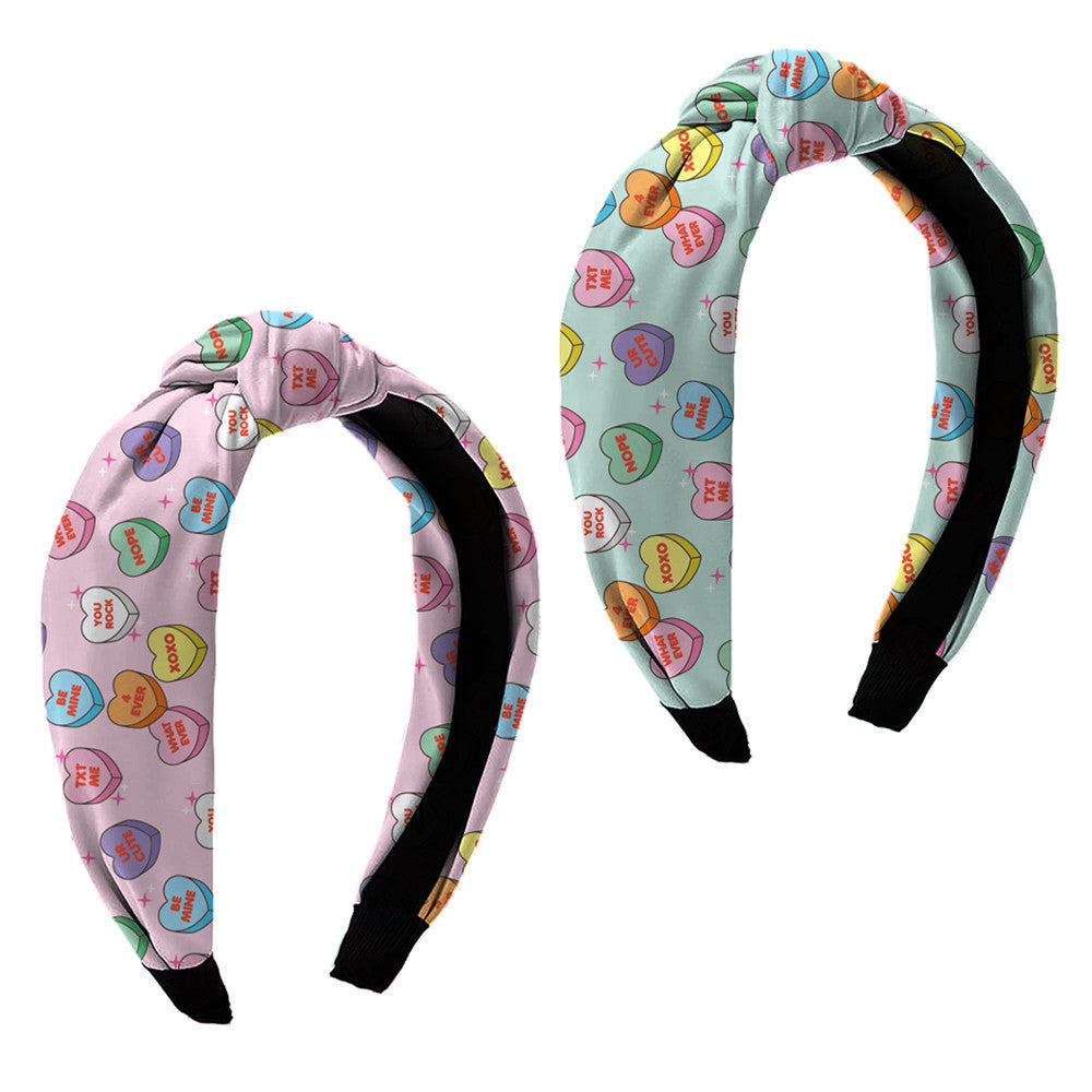 Hearts Printed Knot Headbands Accessory For All / Top Trenz Online