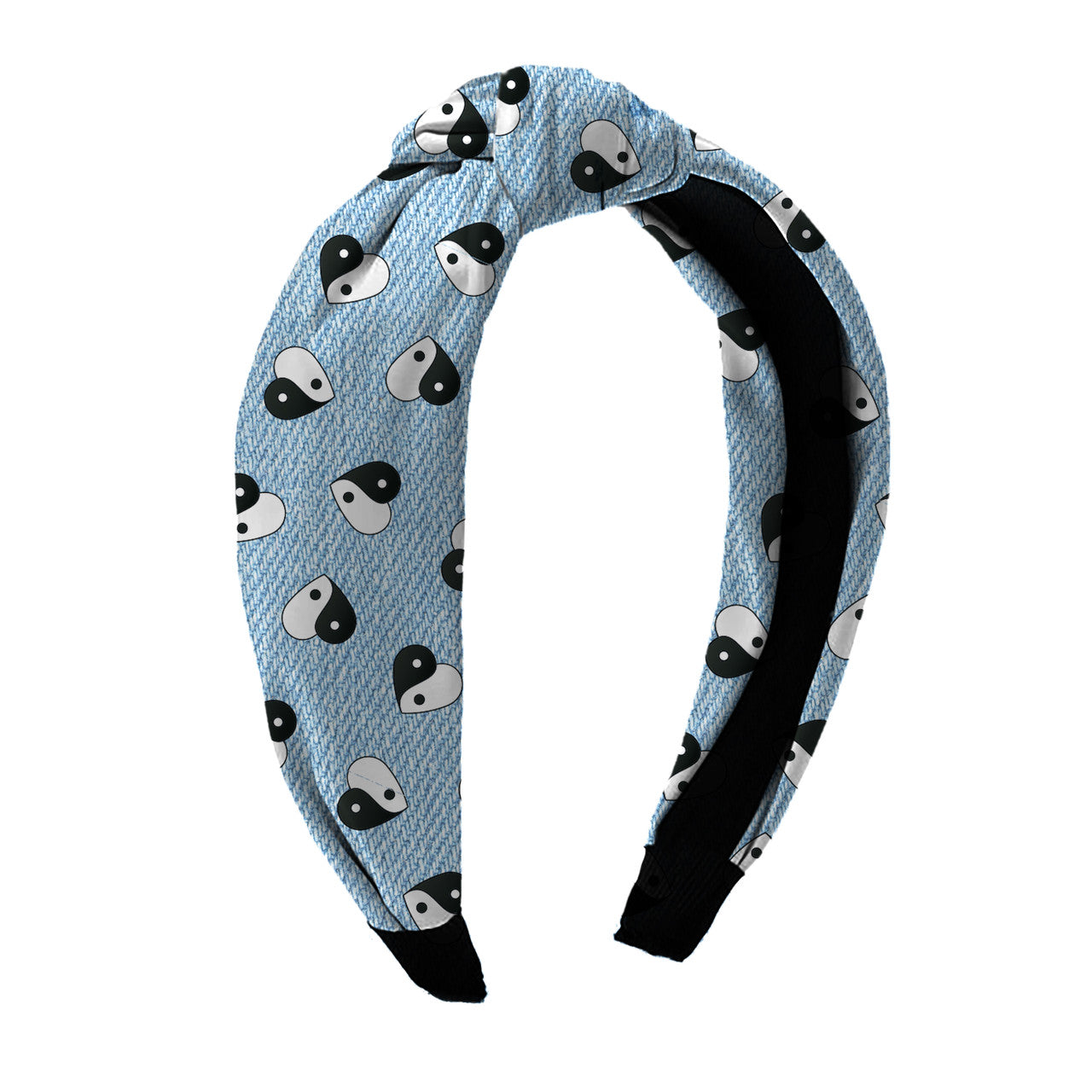 Denim Yin Yang Print Knot Headband / Top Trenz Outlets
