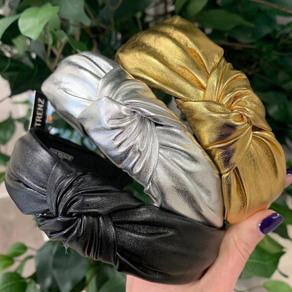 Metallic Leather Knot Headband / Top Trenz For Sale