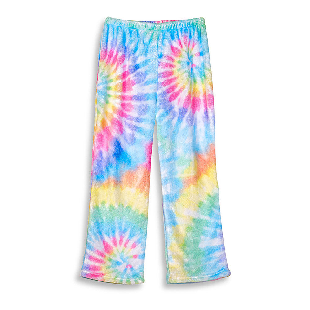 Tie-Dye  Pastel Rainbow Fuzzy Pajamas Cozy Pajama Pants / Top Trenz US