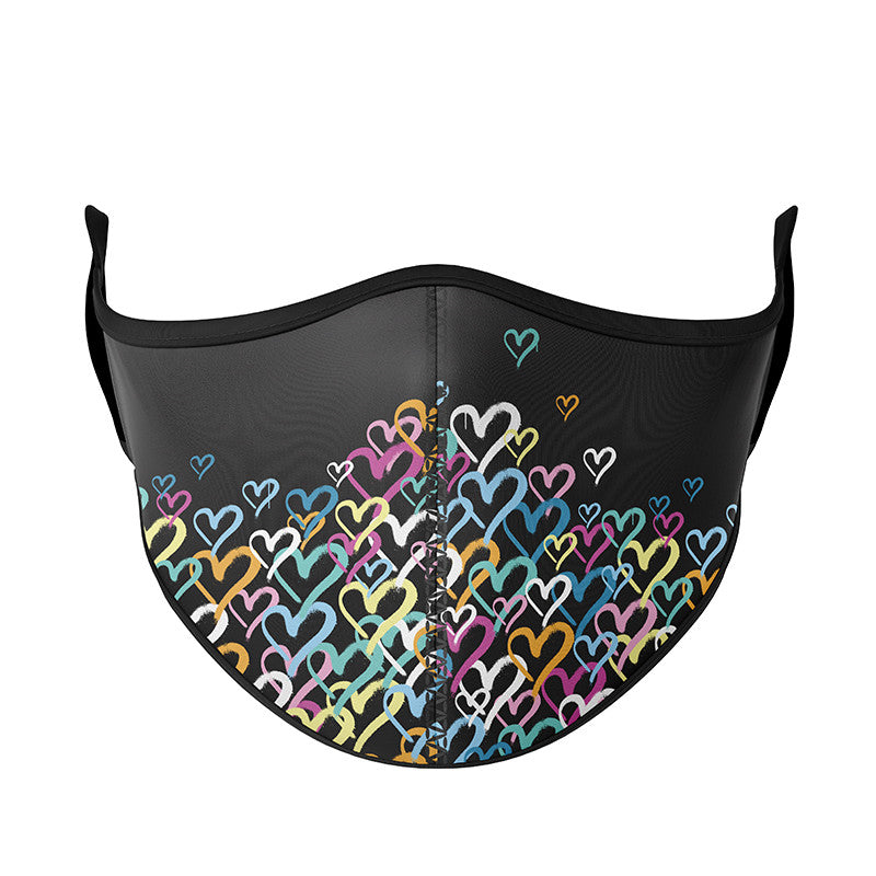 Printed Black Graffiti Heart Face Fashion Mask / Top Trenz Outlets