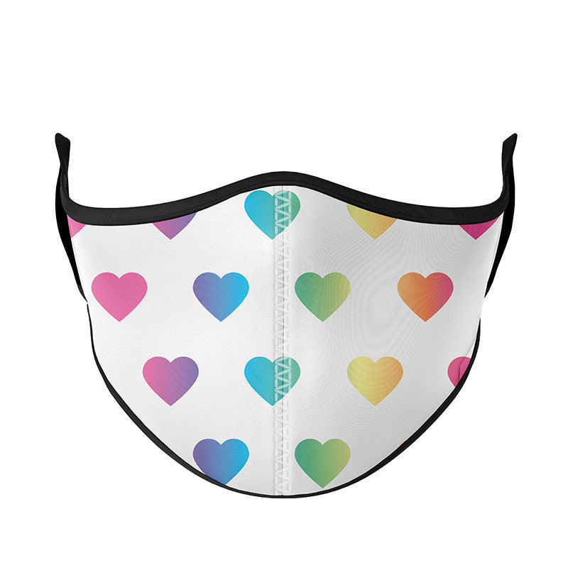 Printed Multi Rainbow Heart Face Mask / Top Trenz For Sale