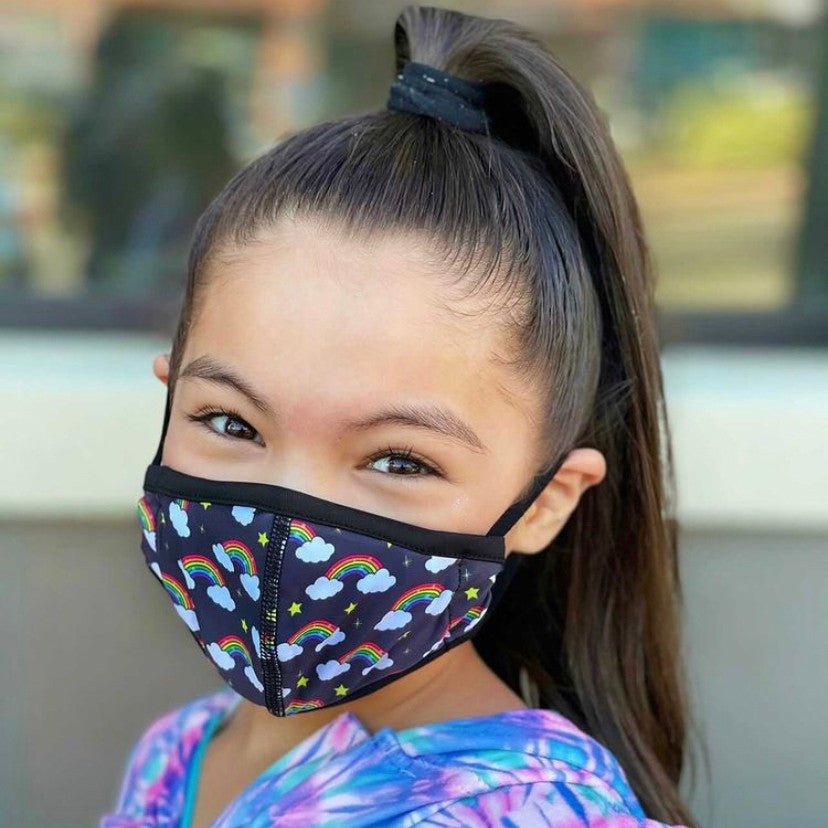 Black Rainbow with Clouds Face Mask / Top Trenz For Sale