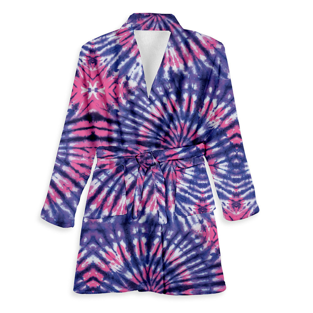 Grapevine Tie Dye Fuzzy Cozy Bathrobe For Girls / Top Trenz Outlets
