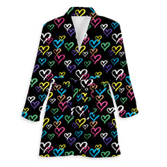 Graffiti Heart Fuzzy Bathrobe / Top Trenz Online
