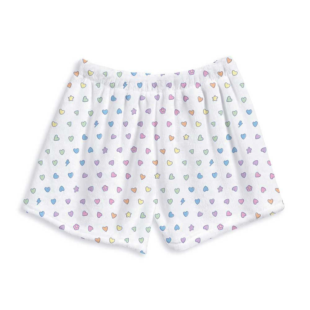 Rainbow Heart Fuzzy Lounge Shorts For Kids And Tweens / Top Trenz Discount