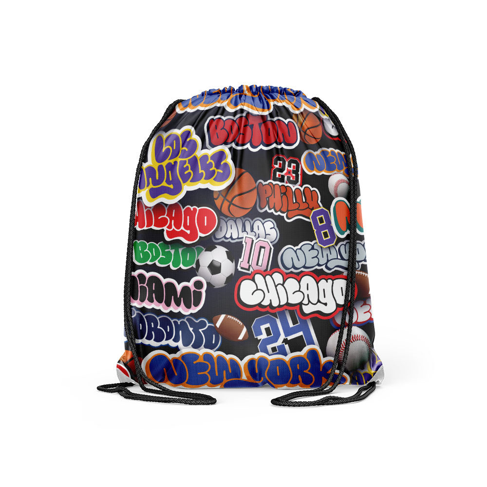 Puffer Sling Cinch Bag - Sports Nation Edition - Trendy Drawstring Backpack / Top Trenz Discount
