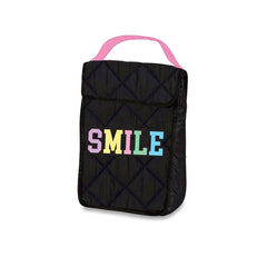 Trendy Black Printed Puffer Insulated Snack Bag / Top Trenz US