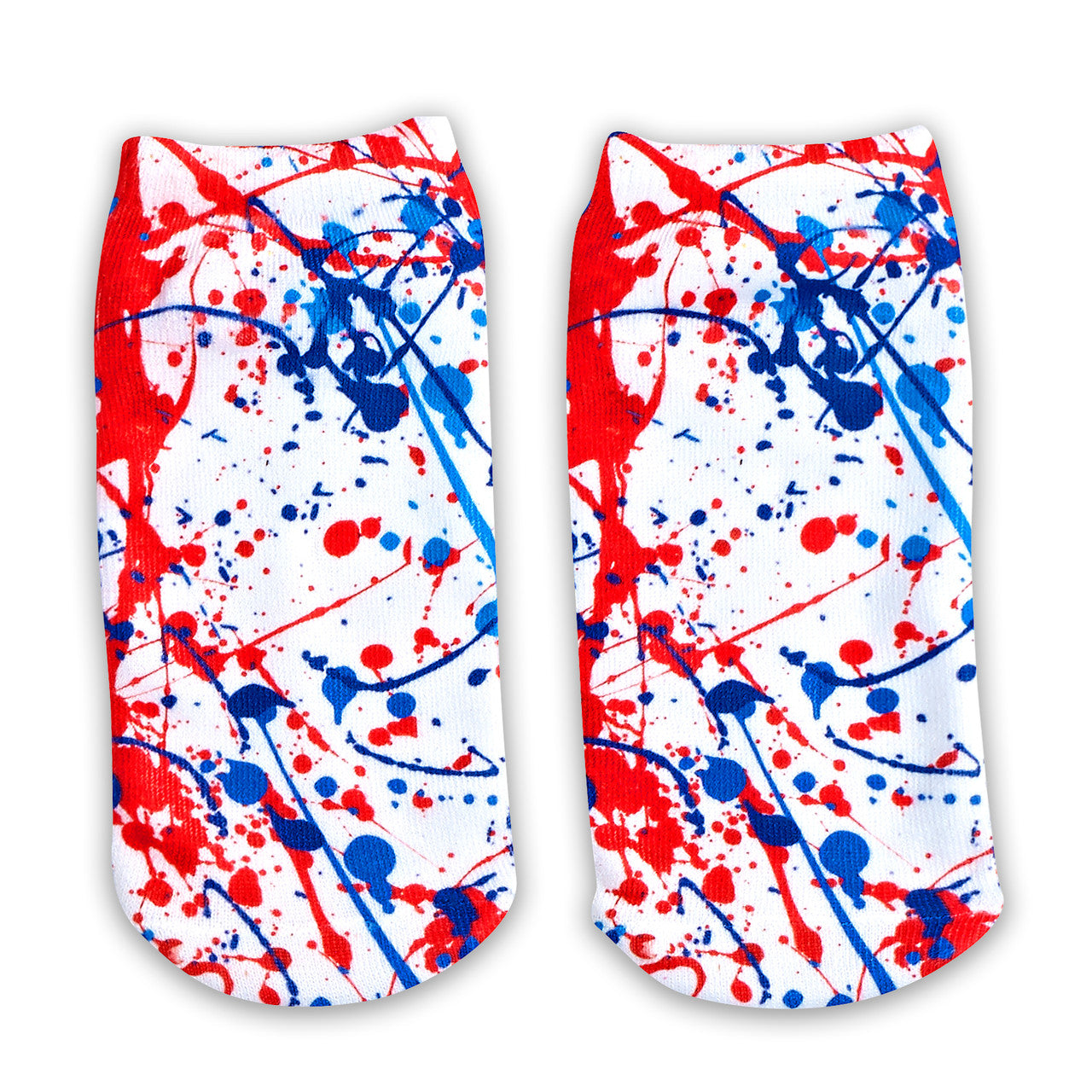Ankle Socks- Red White and Blue Splatter / Top Trenz Outlets