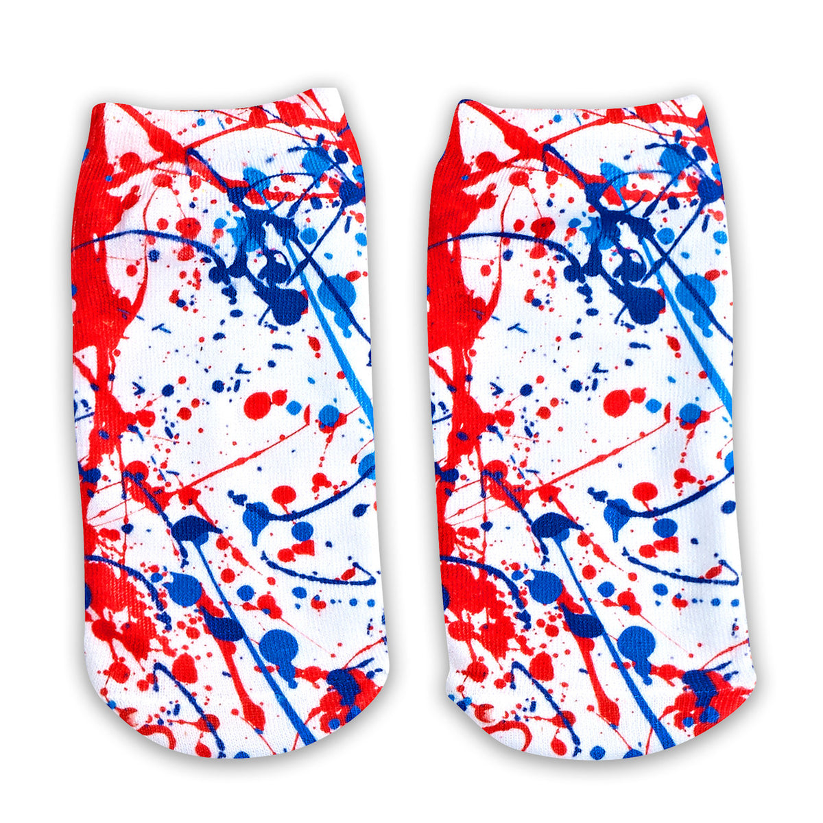 Ankle Socks- Red White and Blue Splatter / Top Trenz Outlets