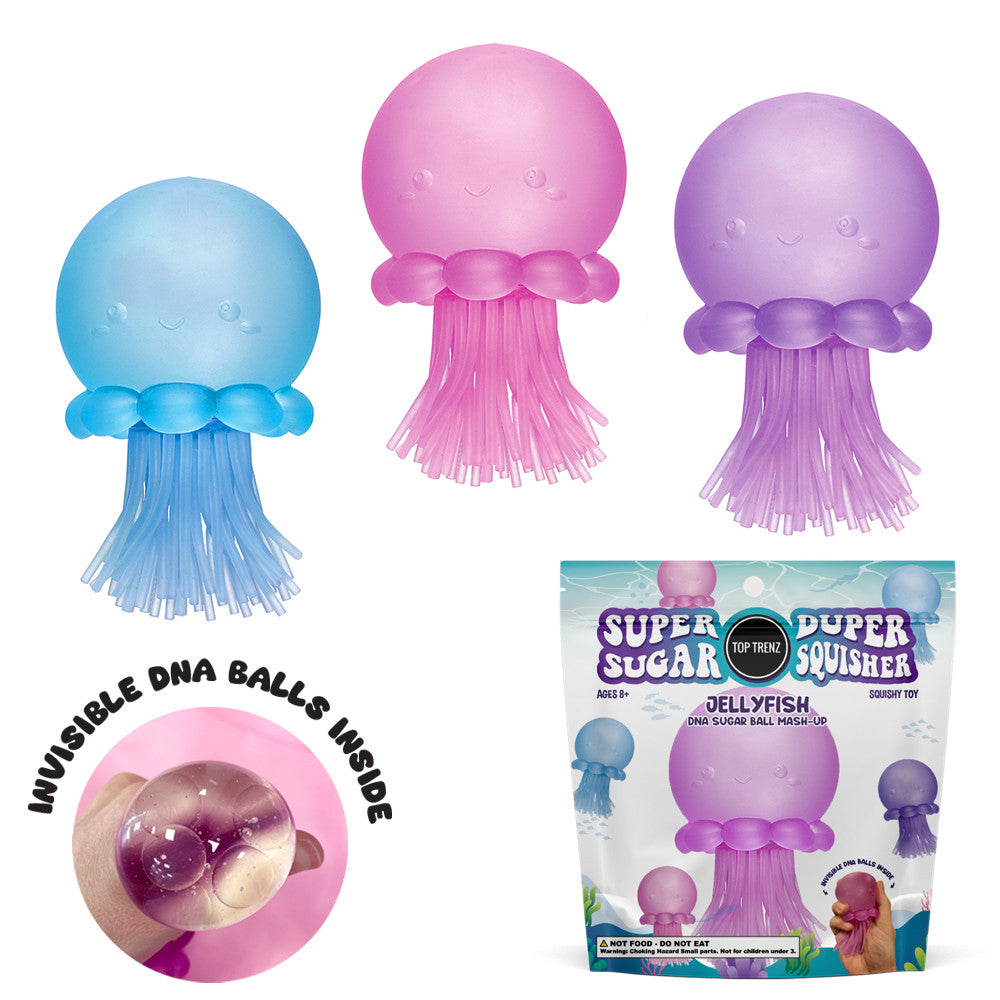 Super Duper Sugar Squisher – Jellyfish Squishy Fidget Toy - Sensory DNA Ball with Stretchy Tentacles / Top Trenz Outlets