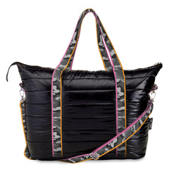 Best Black Puffer Weekender Travel Tote Bag / Top Trenz Sale